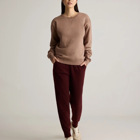 Quince Burgundy Maroon Mongolian Cashmere Jogger Sweatpants - Picture 2 of 12